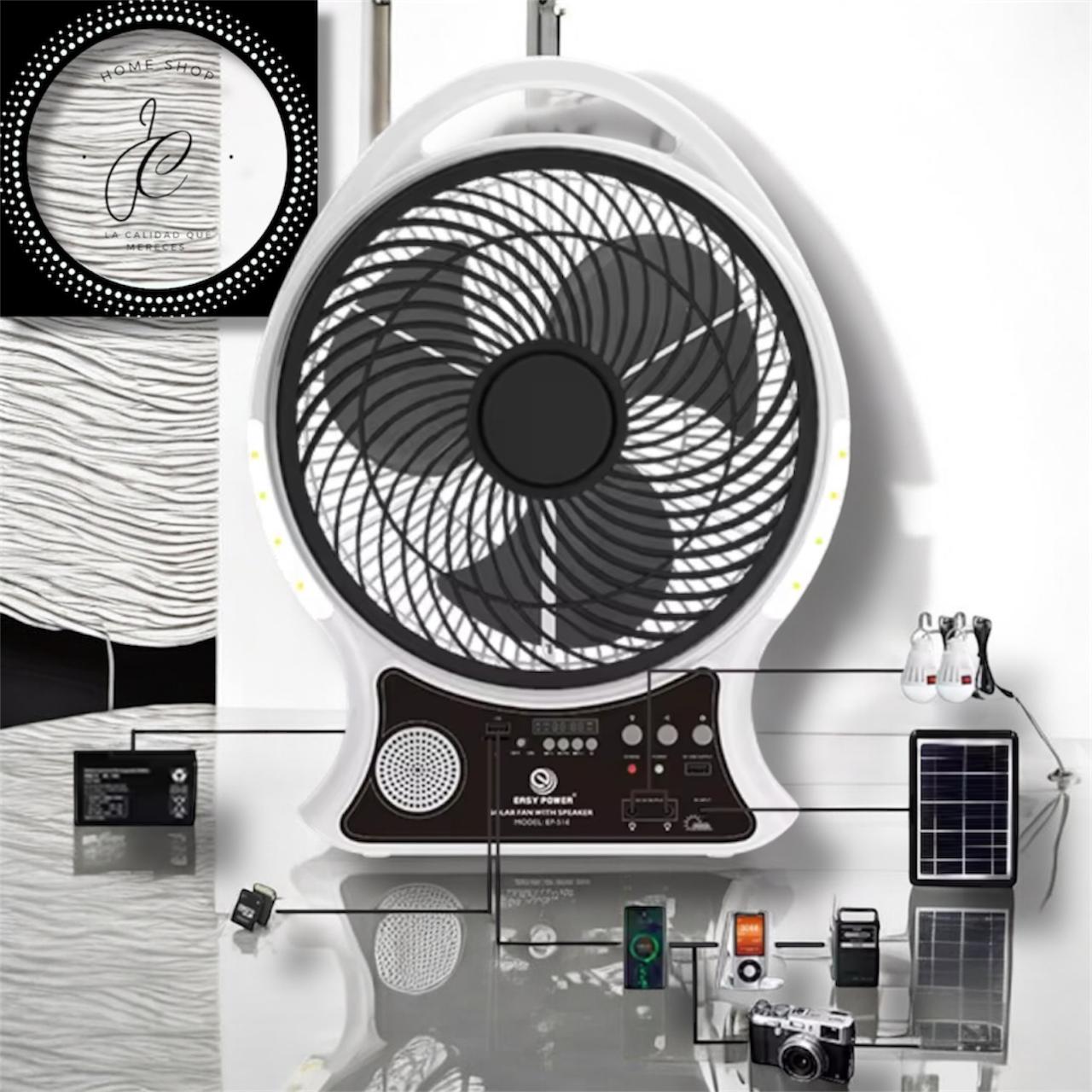 ABANICO RECARGABLE SOLAR CON ALTAVOZ