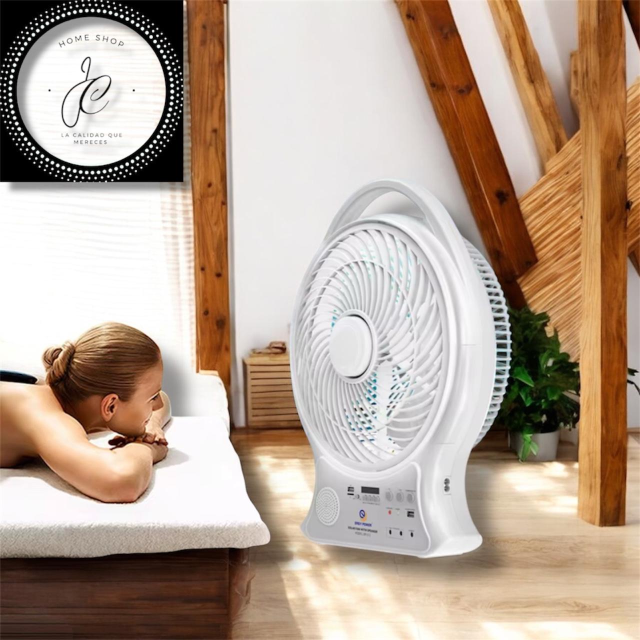 ABANICO RECARGABLE SOLAR CON ALTAVOZ