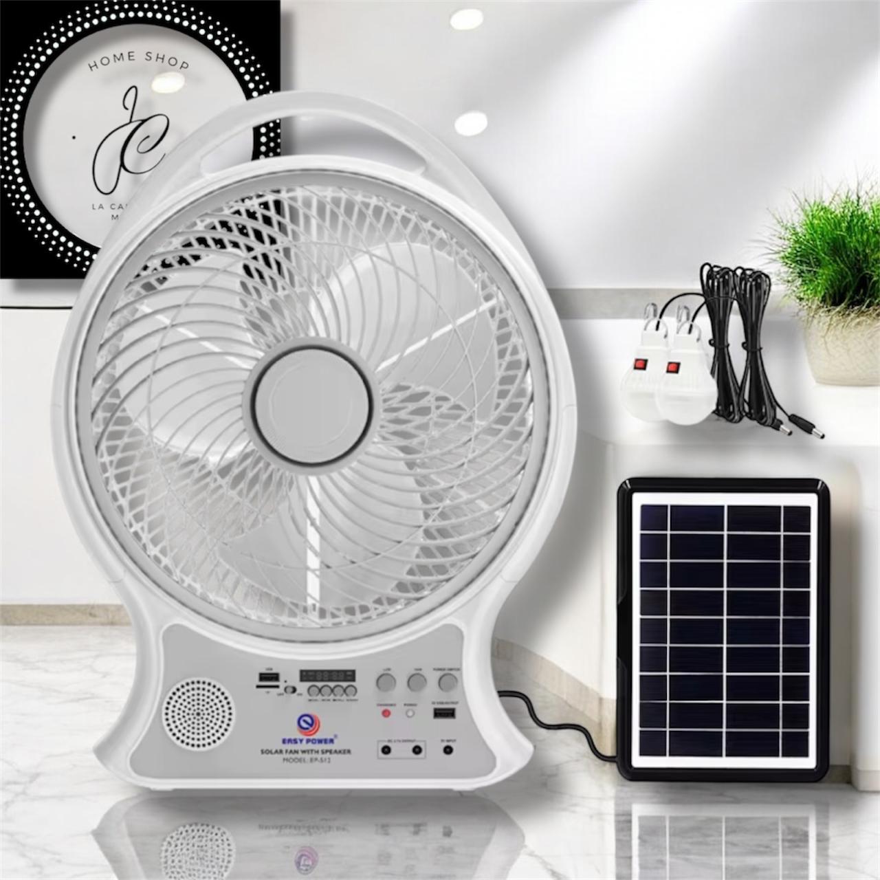 ABANICO RECARGABLE SOLAR CON ALTAVOZ