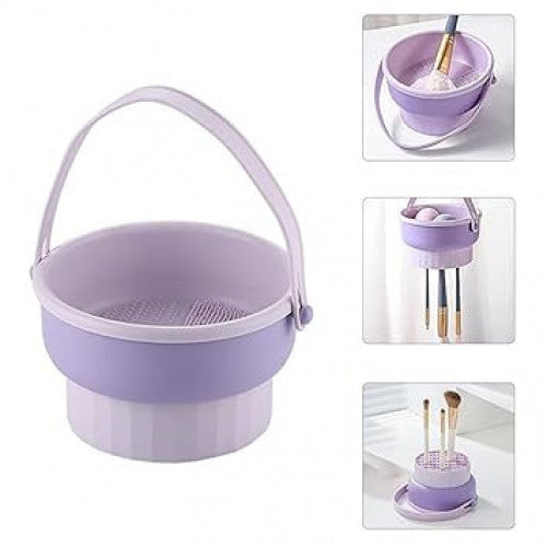 CUBO DE LIMPIEZA DE BROCHAS DE MAQUILLAJE, SOPORTE DE SILICONA 3 EN 1