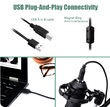 MICROFONO ESTUDIO PROFESIONAL TIPO USB INCLUYE BRAZO Y CONDENSADOR