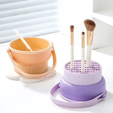 CUBO DE LIMPIEZA DE BROCHAS DE MAQUILLAJE, SOPORTE DE SILICONA 3 EN 1
