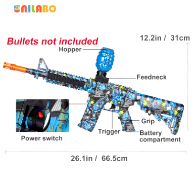 PISTOLA 2 EN 1 CON BALINES DE HIDROGEL, JUGUETE!