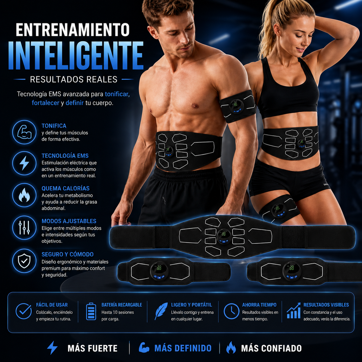 FAJA ELECTRO ESTIMULADORA PARA EJERCITAR TUS MÚSCULOS