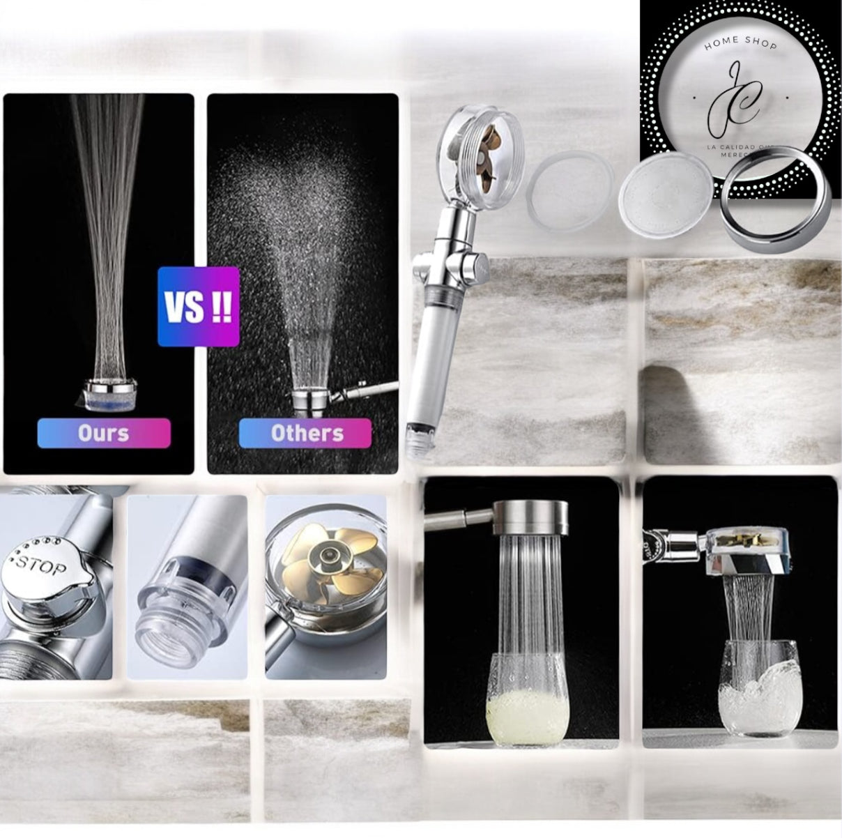CABEZAL PARA DUCHA REGADERA TIPO SPA TURBOCHARGED