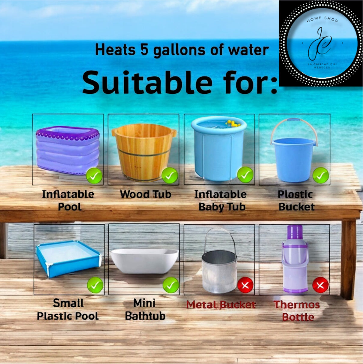 CALENTADOR DE AGUA ELÉCTRICO PORTÁTIL UNIDAD
