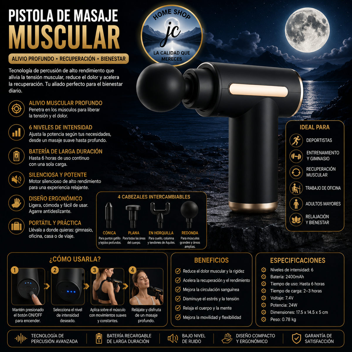 MASAJEADOR RECARGABLE INTELIGENTE JY-43 MD