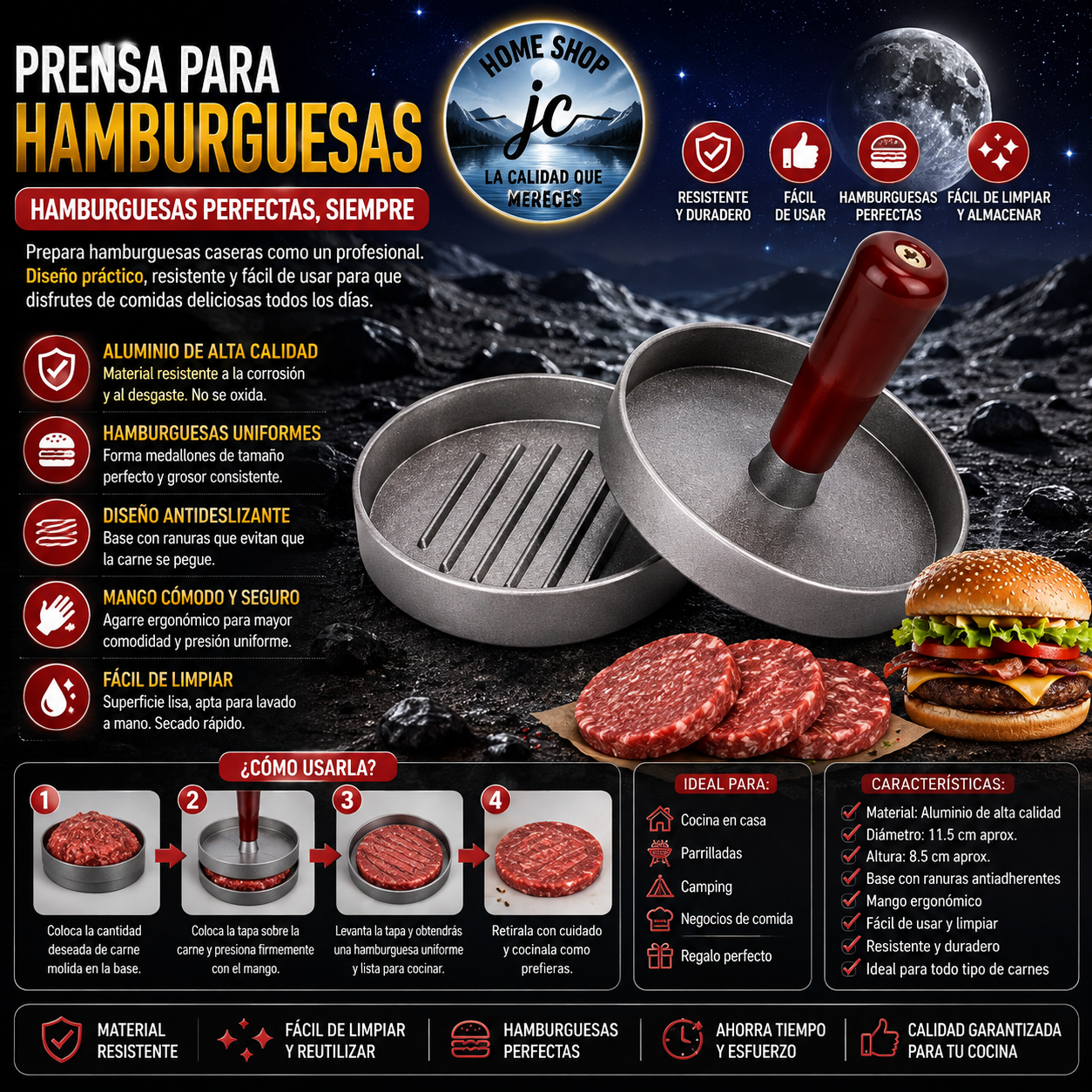 MOLDE DE CARNE DE HAMBURGUESA