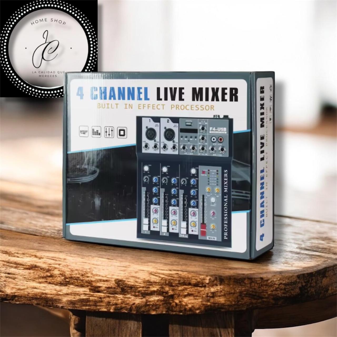 MEZCLADOR DE AUDIO 4 CANALES MIXER F4-USB MD-10723