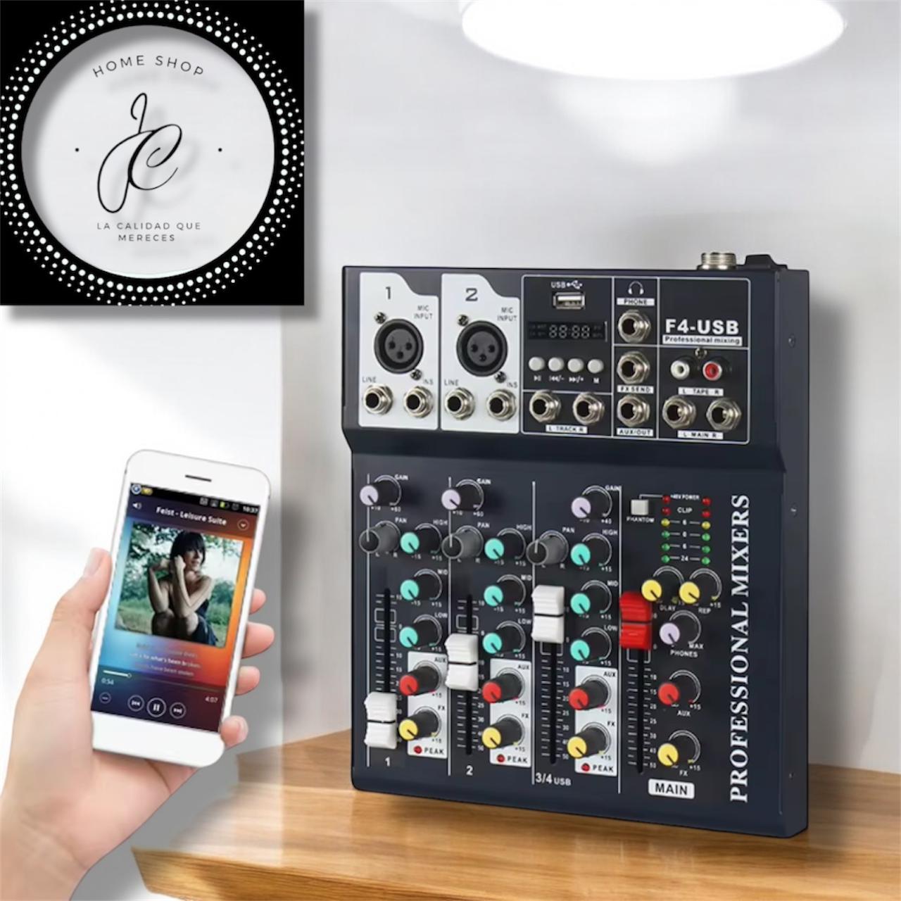 MEZCLADOR DE AUDIO 4 CANALES MIXER F4-USB MD-10723