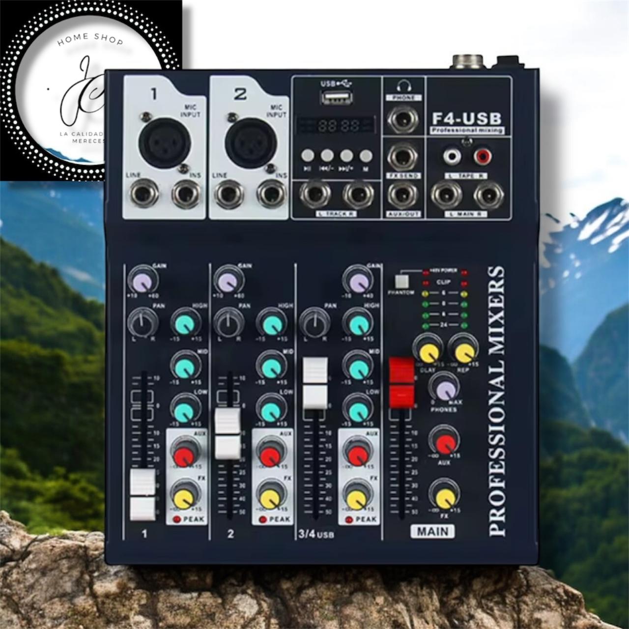 MEZCLADOR DE AUDIO 4 CANALES MIXER F4-USB MD-10723