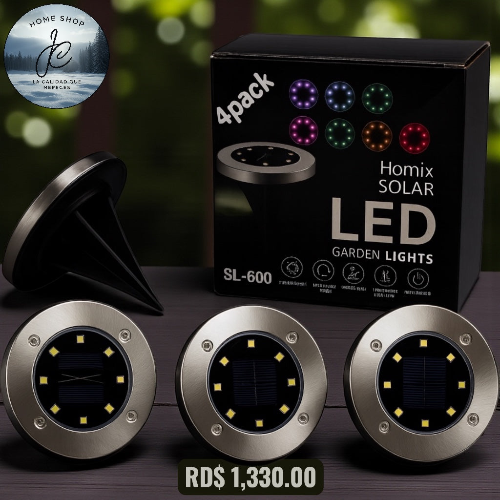 SET DE 4 LUCES LED PARA JARDÍN CON PANEL SOLAR SL-600