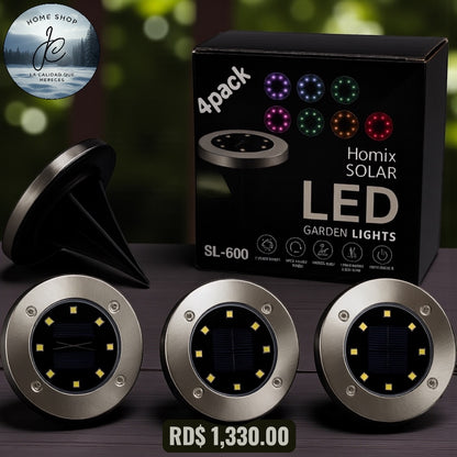 SET DE 4 LUCES LED PARA JARDÍN CON PANEL SOLAR SL-600
