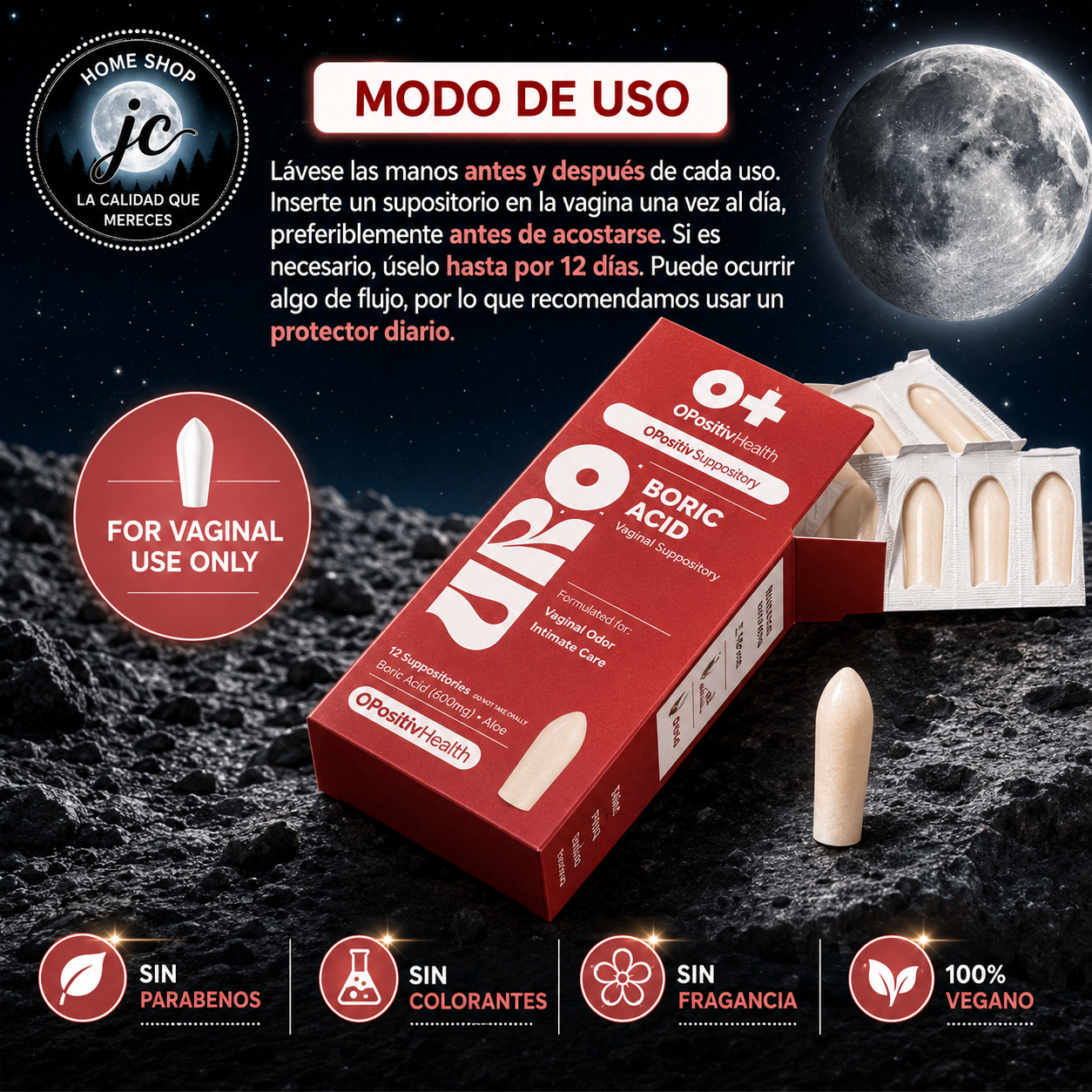 URO: ÓVULO DE ÁCIDO BÓRICO - 12 UNIDADES POR CAJITA