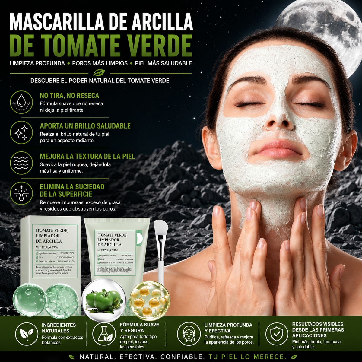 MASCARILLA FACIAL DETOX LIMPIADORA DE POROS, REMOVEDORA DE PUNTOS NEGROS, CONTROL DE GRASA Y ELIMINA IMPUREZAS