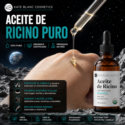 ACEITE DE RICINO / CASTOR OIL ORGÁNICO PREMIUM – 100% PURO, PRENSADO EN FRÍO PARA CABELLO, PESTAÑAS, CEJAS Y PIEL