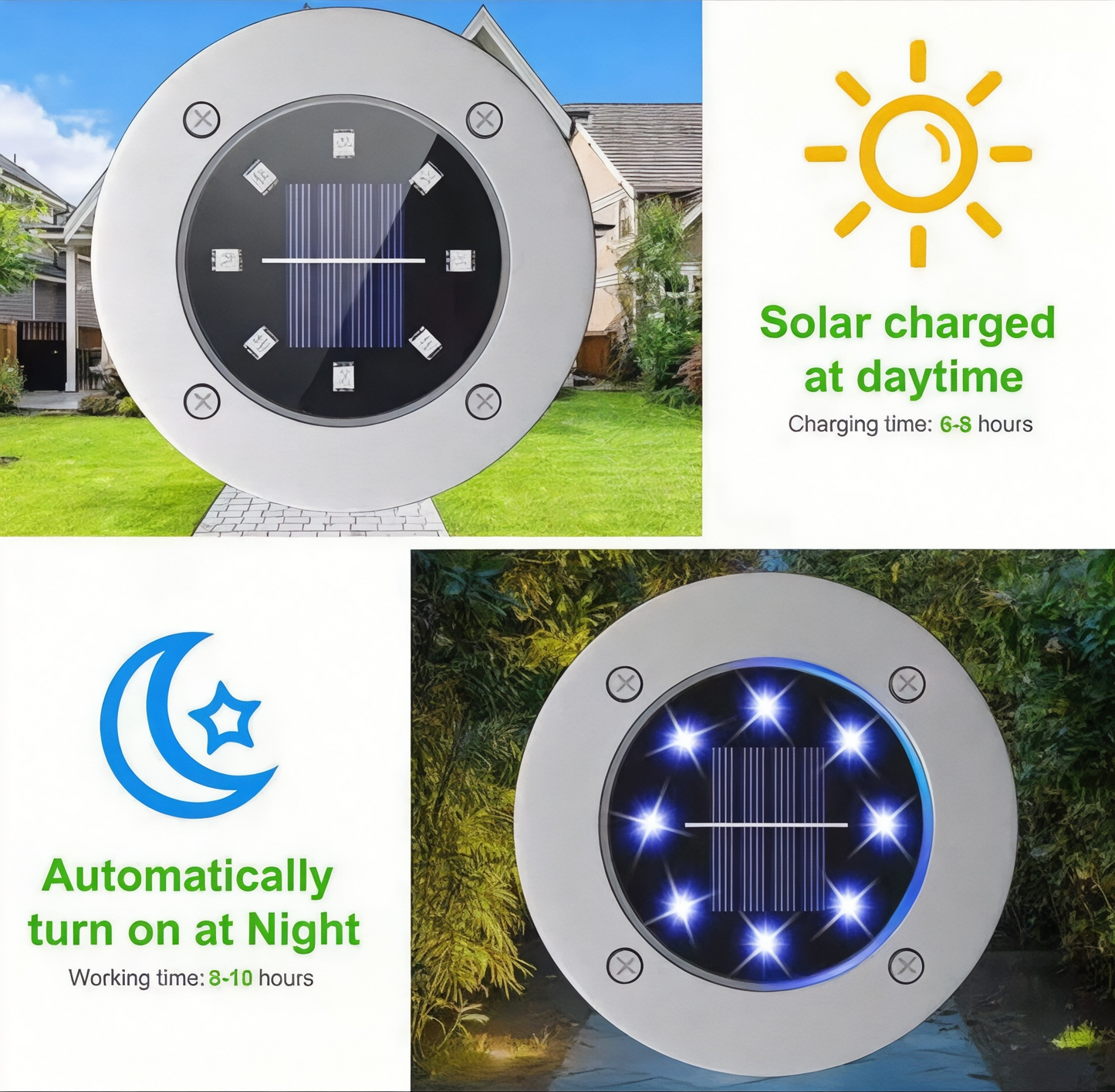 SET DE 4 LUCES LED PARA JARDÍN CON PANEL SOLAR SL-600