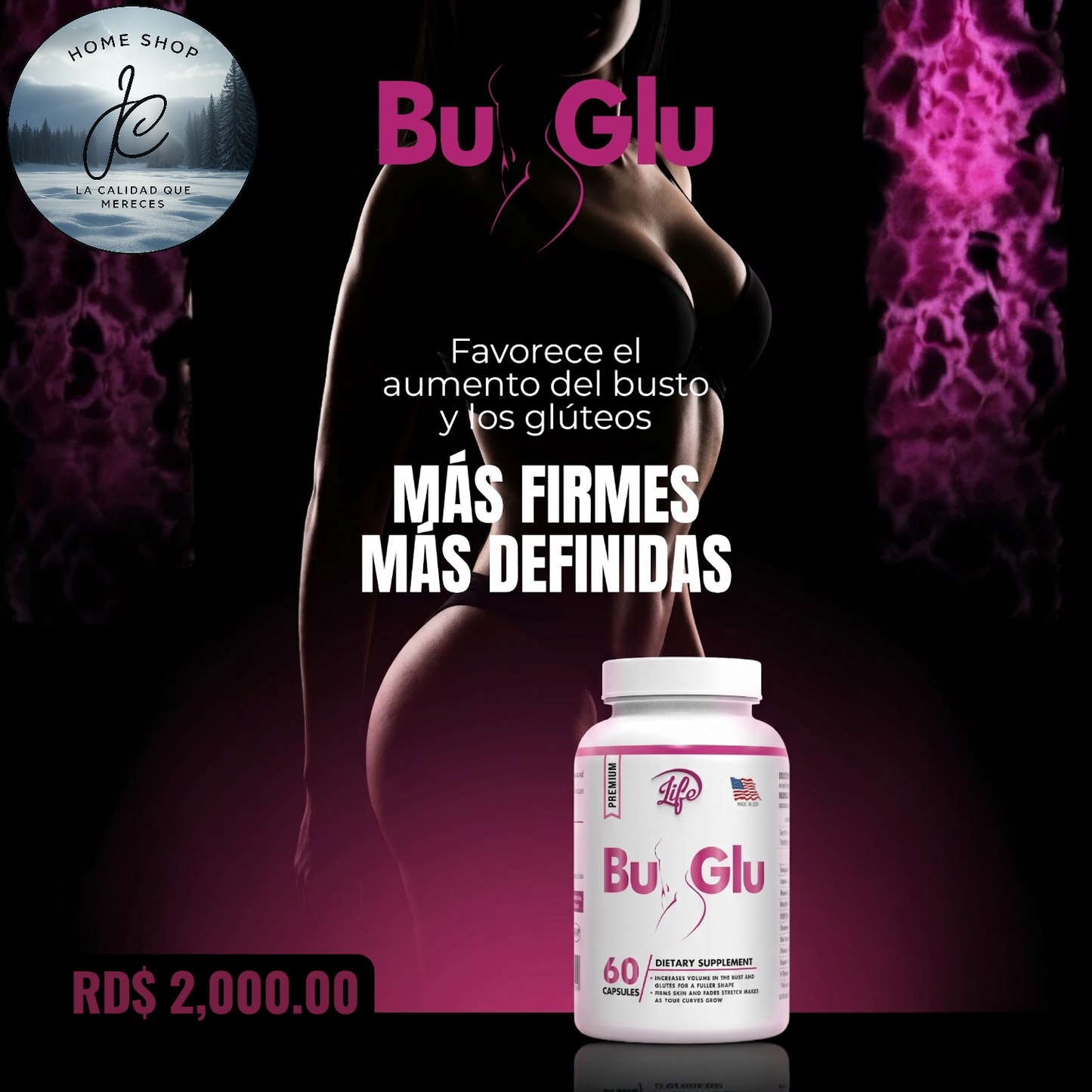 🌸BU-GLU REFUERZA BUSTO Y GLÚTEO X 60 CÁPSULAS🌸