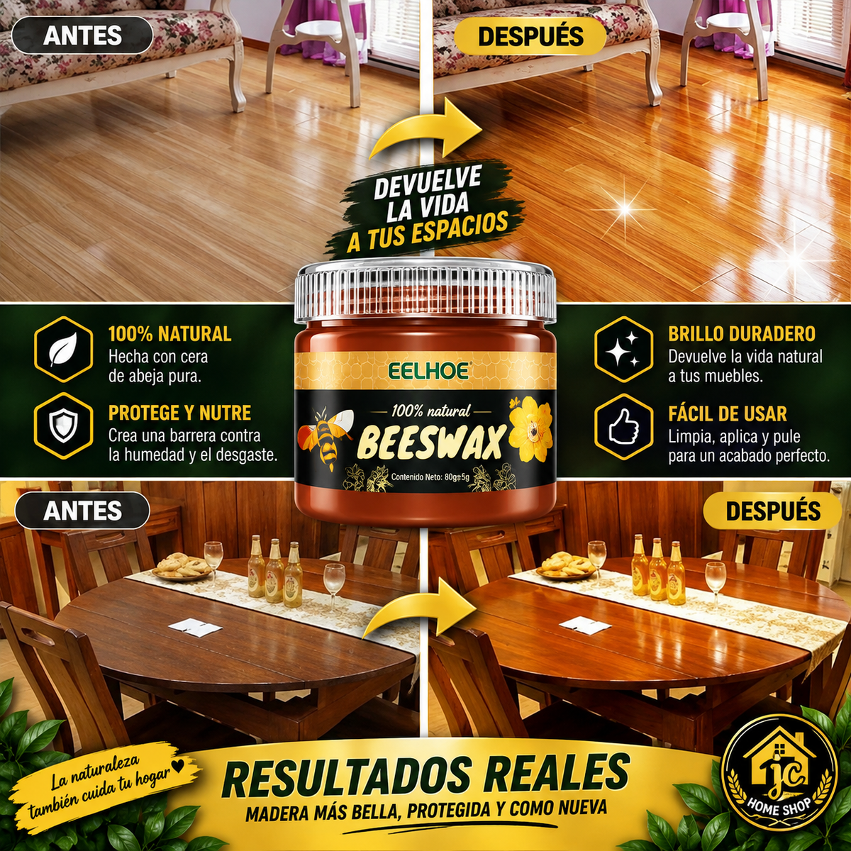 2X1 CERA BEESWAX MUEBLE BRILLO, REVIVIDOR MADERA (ROBLE)