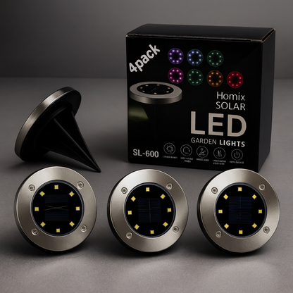 SET DE 4 LUCES LED PARA JARDÍN CON PANEL SOLAR SL-600