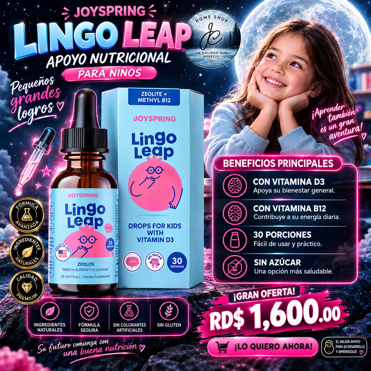LINGOLEAP SOPORTE PARA LA SALUD COGNITIVA EN NIÑOS (30 ML)
