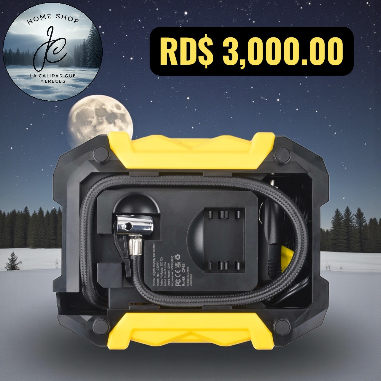 COMPRESOR DE AIRE DIGITAL PARA COCHE AUTO BOMBA INFLADORA PORTÁTIL