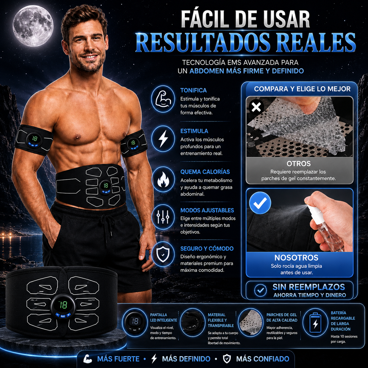 FAJA ELECTRO ESTIMULADORA PARA EJERCITAR TUS MÚSCULOS