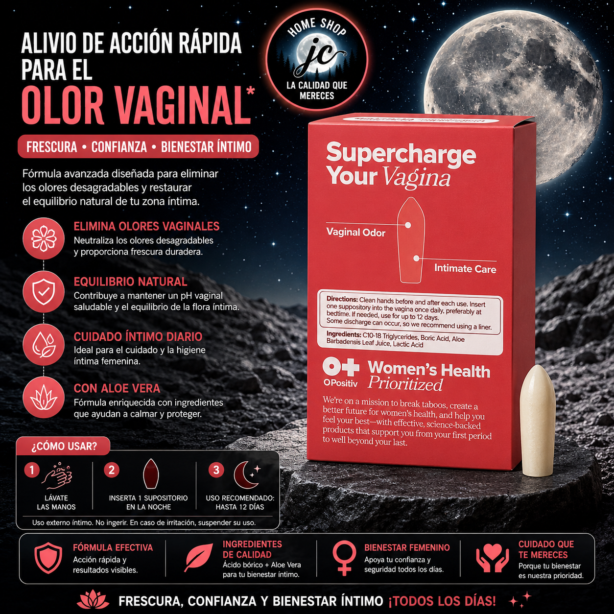 URO: ÓVULO DE ÁCIDO BÓRICO - 12 UNIDADES POR CAJITA