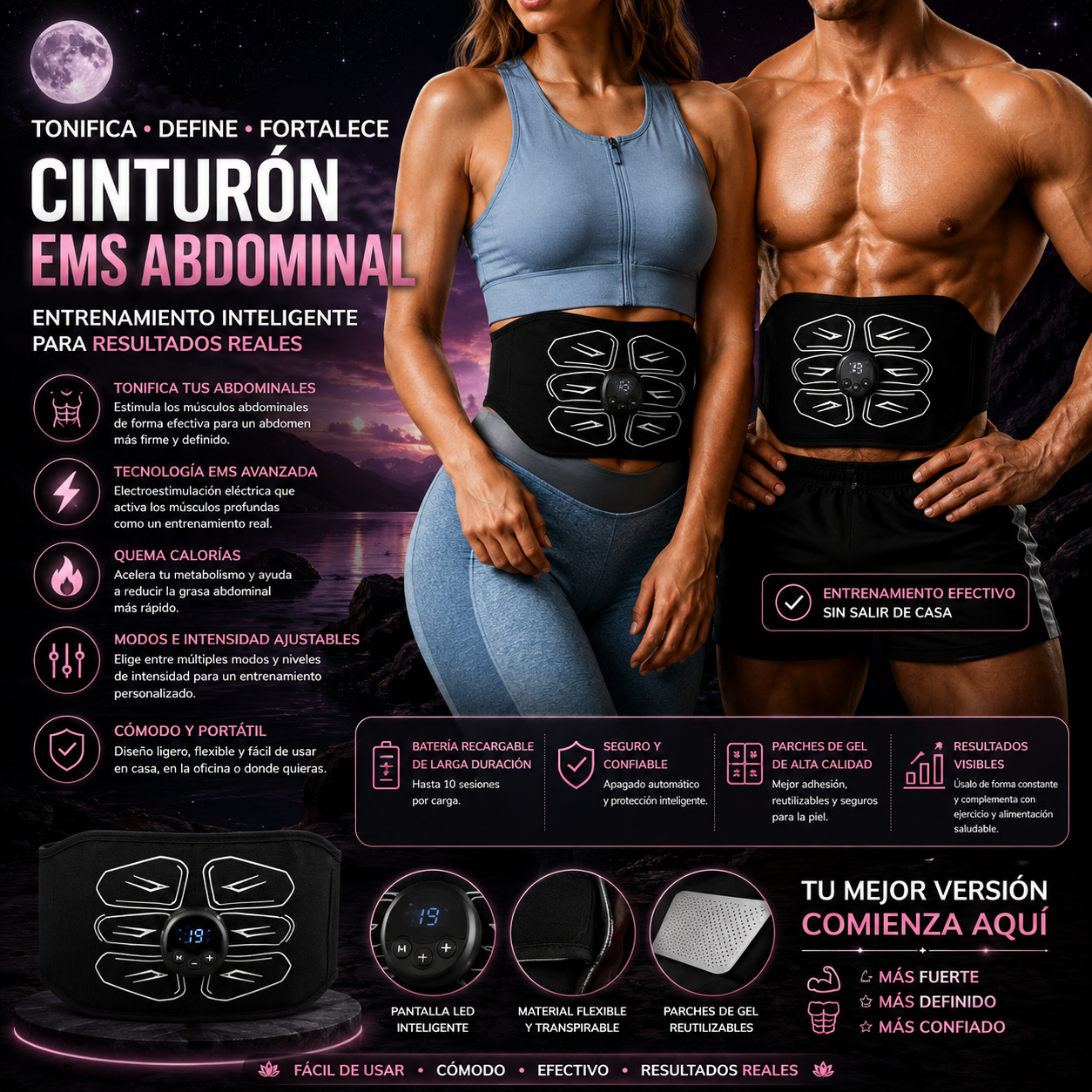 FAJA ELECTRO ESTIMULADORA PARA EJERCITAR TUS MÚSCULOS