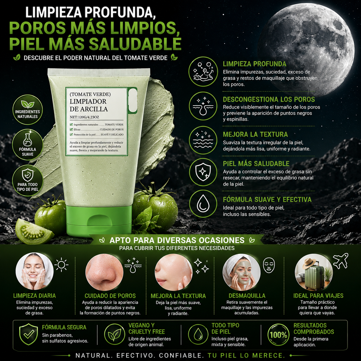 MASCARILLA FACIAL DETOX LIMPIADORA DE POROS, REMOVEDORA DE PUNTOS NEGROS, CONTROL DE GRASA Y ELIMINA IMPUREZAS