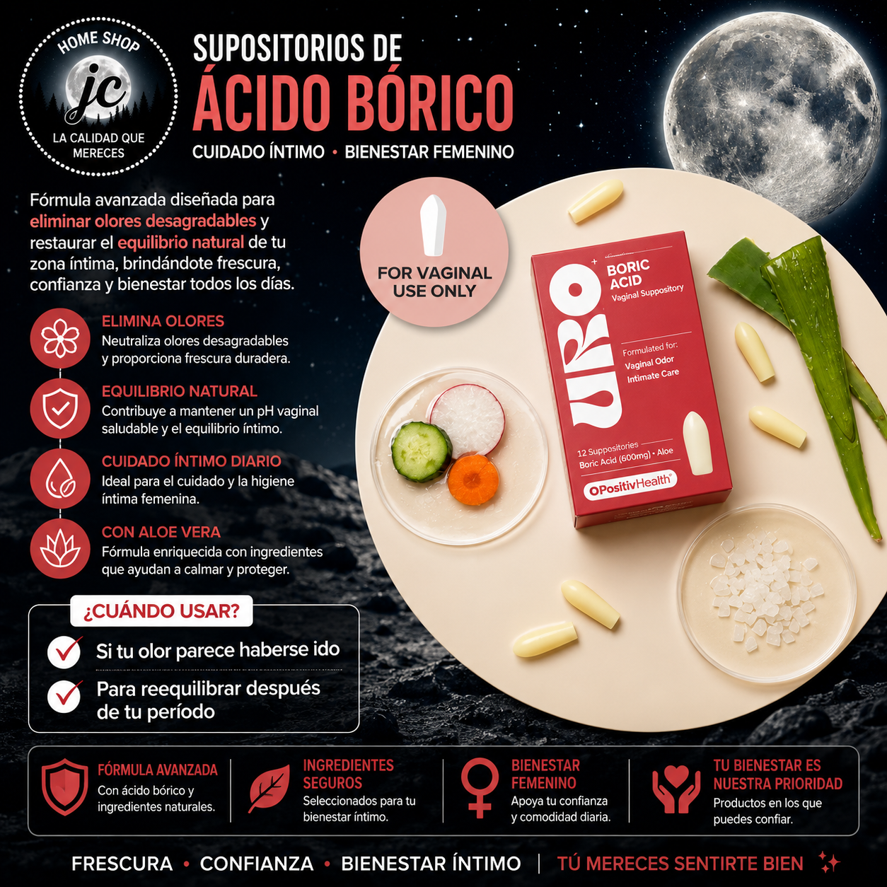 URO: ÓVULO DE ÁCIDO BÓRICO - 12 UNIDADES POR CAJITA