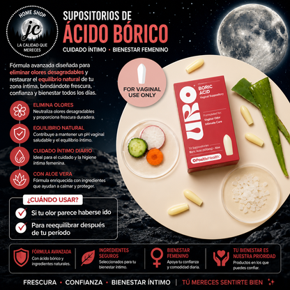 URO: ÓVULO DE ÁCIDO BÓRICO - 12 UNIDADES POR CAJITA
