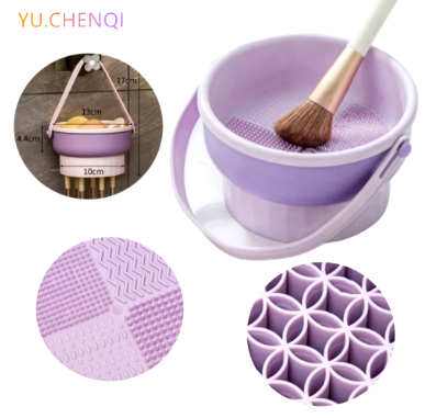 CUBO DE LIMPIEZA DE BROCHAS DE MAQUILLAJE, SOPORTE DE SILICONA 3 EN 1