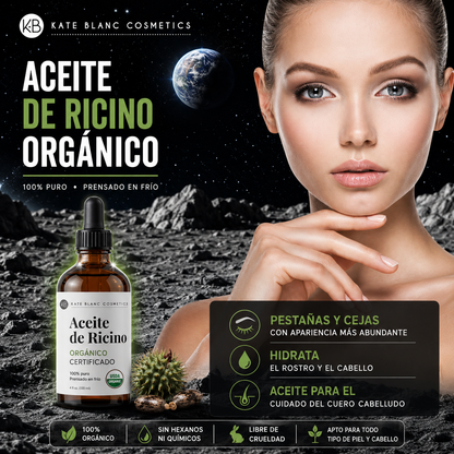 ACEITE DE RICINO / CASTOR OIL ORGÁNICO PREMIUM – 100% PURO, PRENSADO EN FRÍO PARA CABELLO, PESTAÑAS, CEJAS Y PIEL