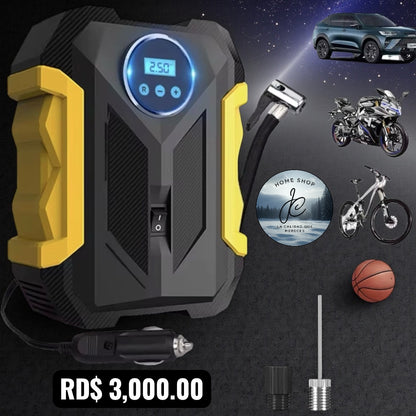 COMPRESOR DE AIRE DIGITAL PARA COCHE AUTO BOMBA INFLADORA PORTÁTIL