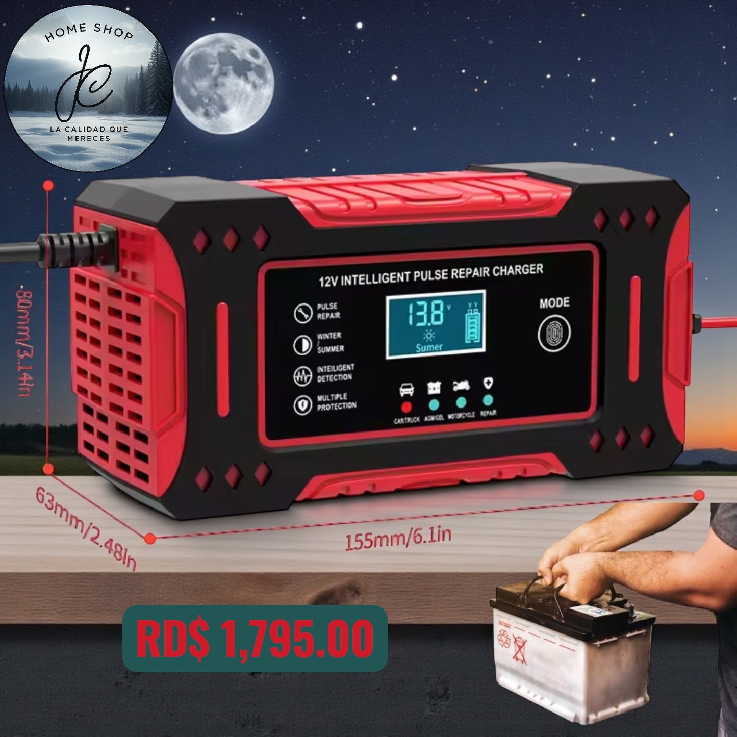 JUMPER CARGADOR DE BATERÍA INTELIGENTE 12 V