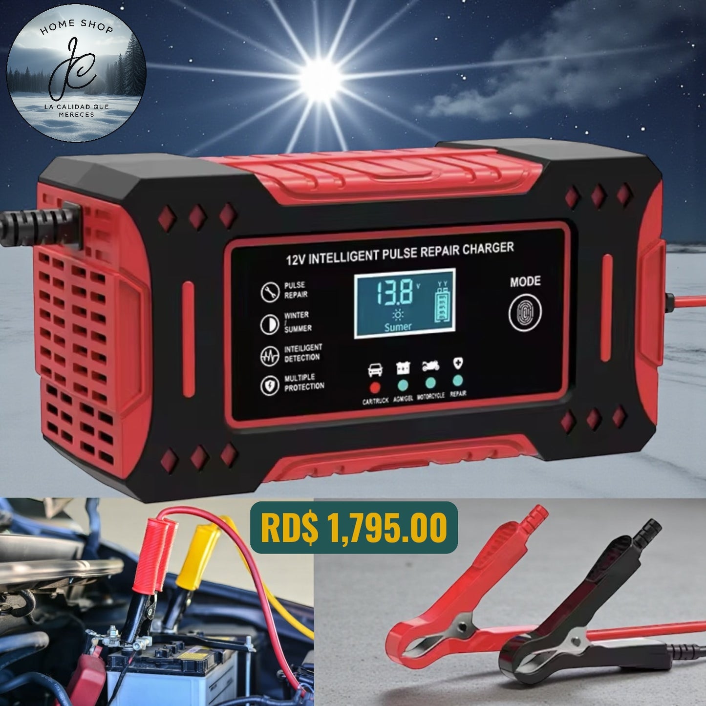 JUMPER CARGADOR DE BATERÍA INTELIGENTE 12 V