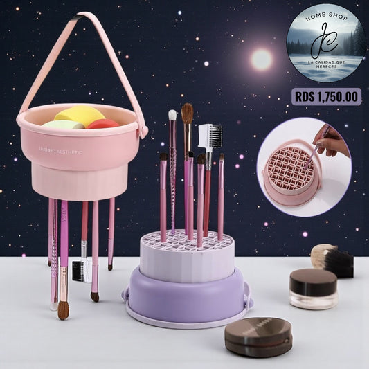 CUBO DE LIMPIEZA DE BROCHAS DE MAQUILLAJE, SOPORTE DE SILICONA 3 EN 1