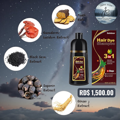 CHAMPÚ INSTANTÁNEO DE 16.9 FL OZ, TINTE RÁPIDO PARA EL CABELLO, SHAMPOO MARRÓN.