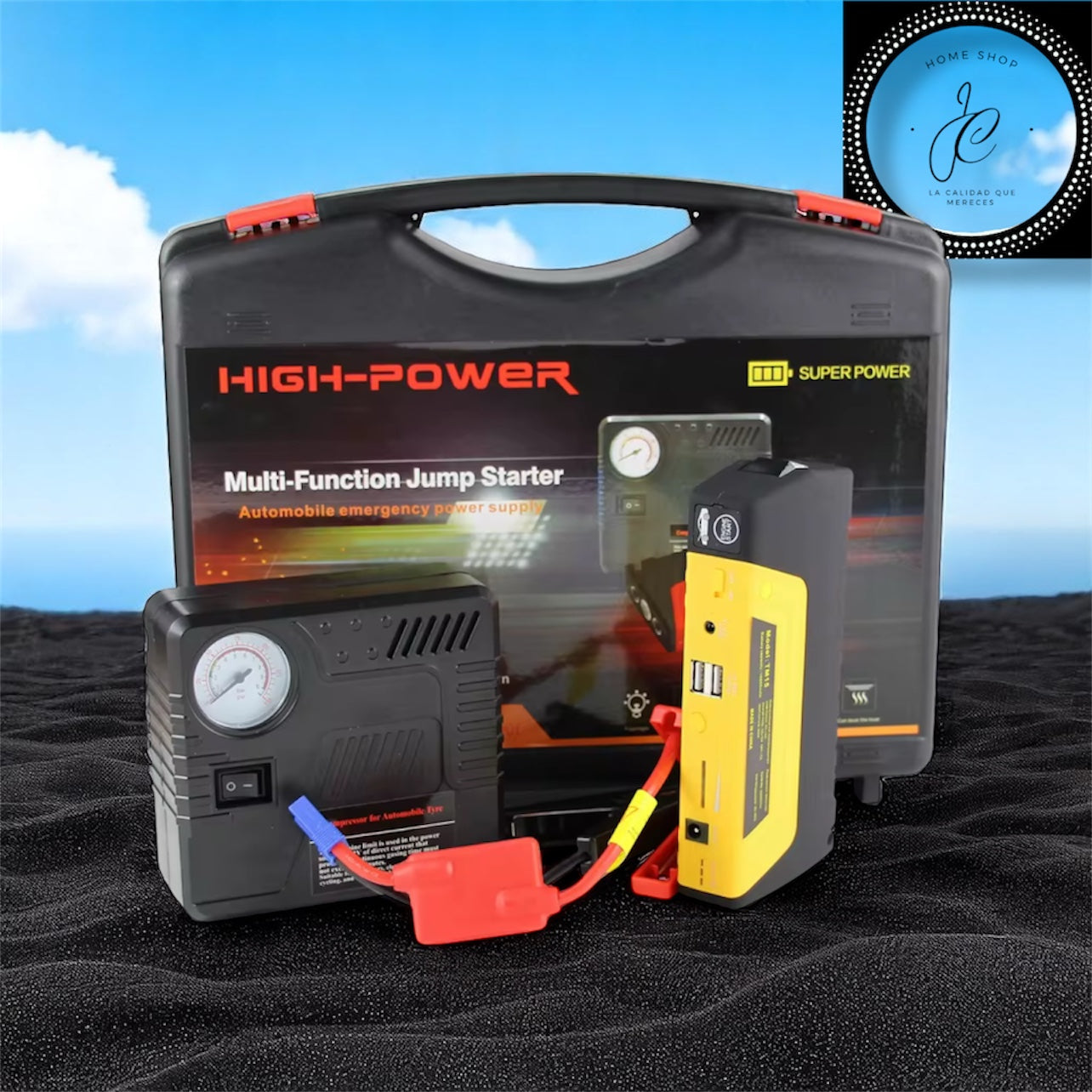 JUMPER DE VEHÍCULO TM15 + BOMBA DE AIRE KIT TODO EN UNO MD-10505