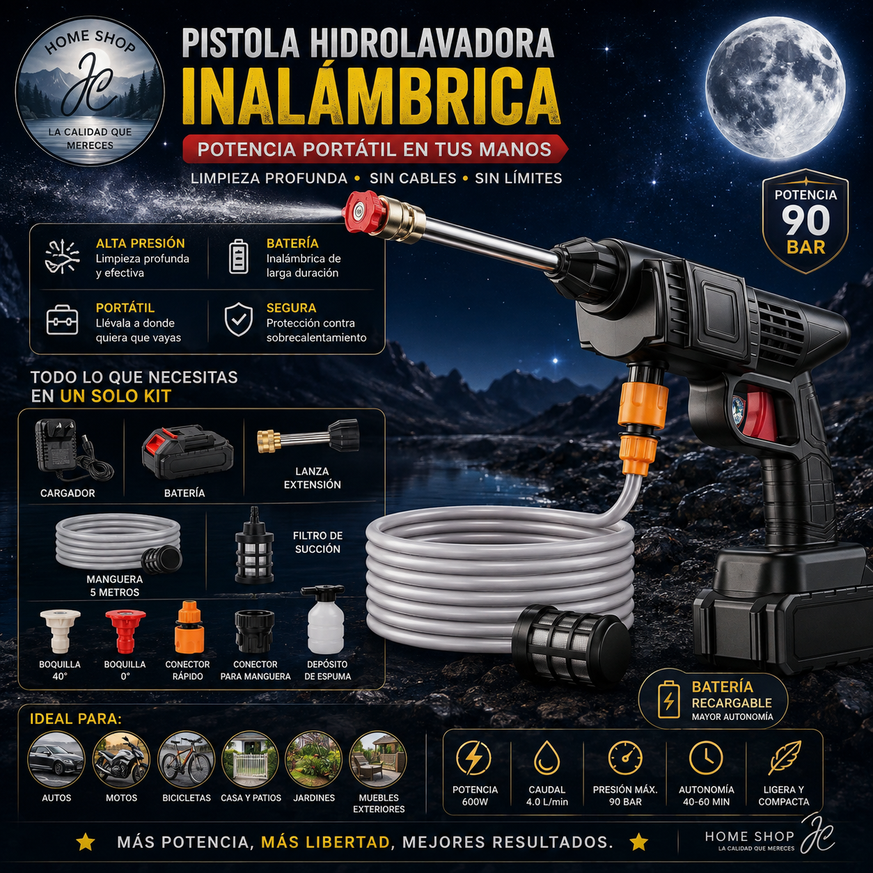 HIDROLAVADORA 2 BATERIAS 48V Y 24V