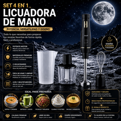 JUEGO DE BATIDORA DE MANO MULTIUSOS Y DE VELOCIDAD AJUSTABLE 4 EN 1