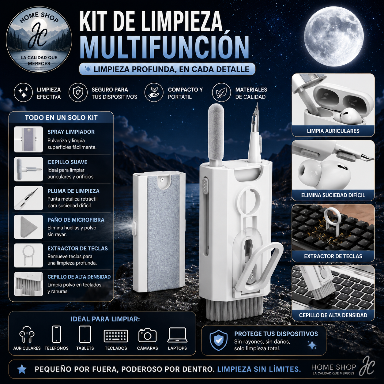 KIT DE LIMPIEZA ELECTRÓNICA 8 EN 1 – LIMPIADOR DE TECLADO, KIT DE LIMPIEZA DE TECLADO, LIMPIADOR DE PORTÁTIL CON CEPILLO