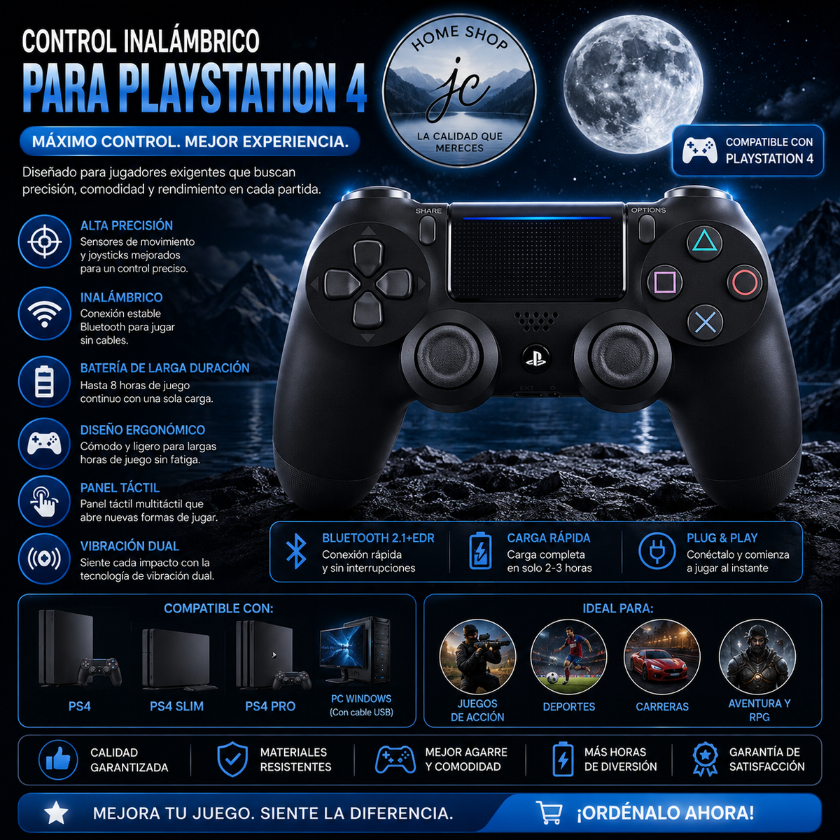 MANDO INALÁMBRICO SONY DUALSHOCK 4 PLAYSTATION 4