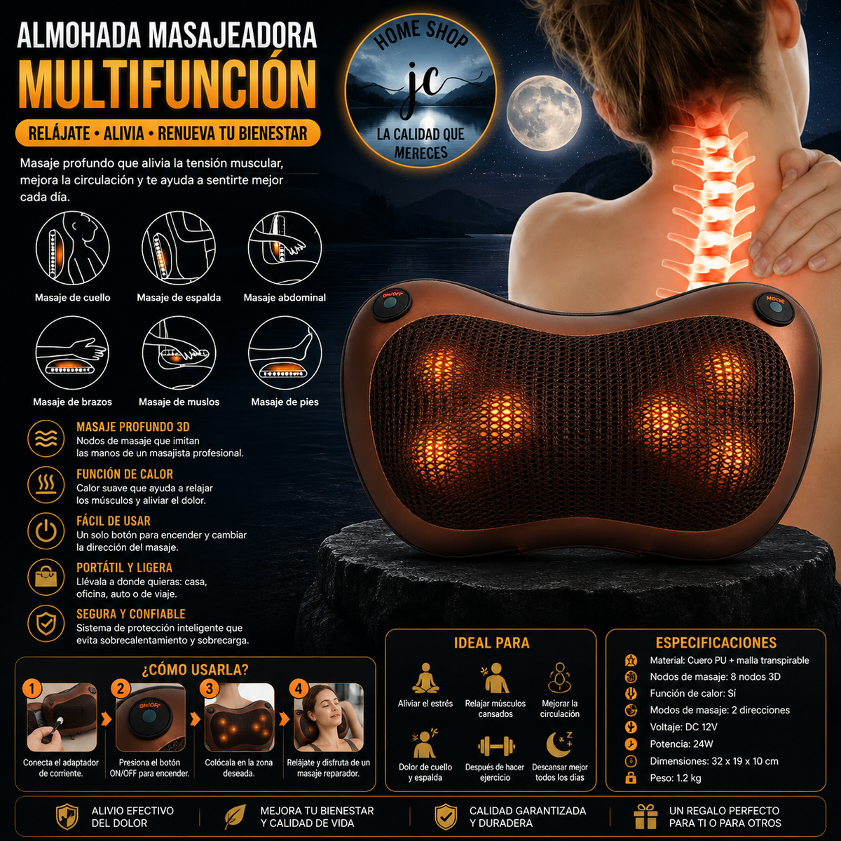 MASAJEADOR LUMBAR IDEAL PARA EL VEHICULO
