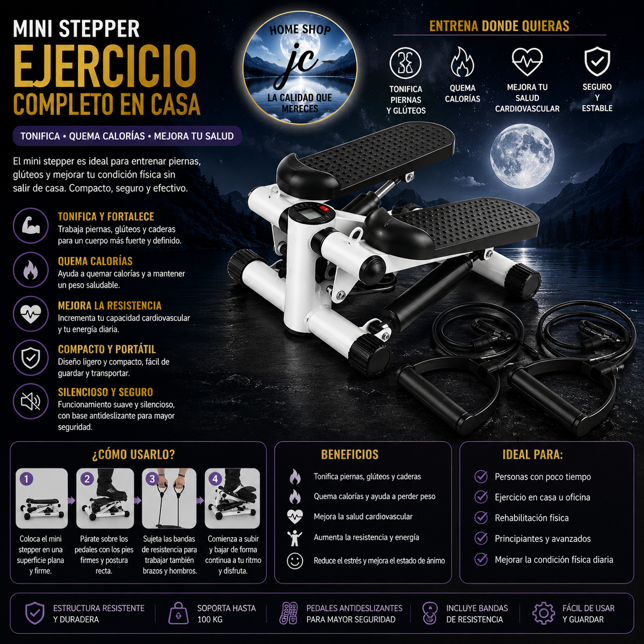 MINI BICICLETA ESCALADORA MAQUINA PARA TONIFICAR TODO EL CUERPO