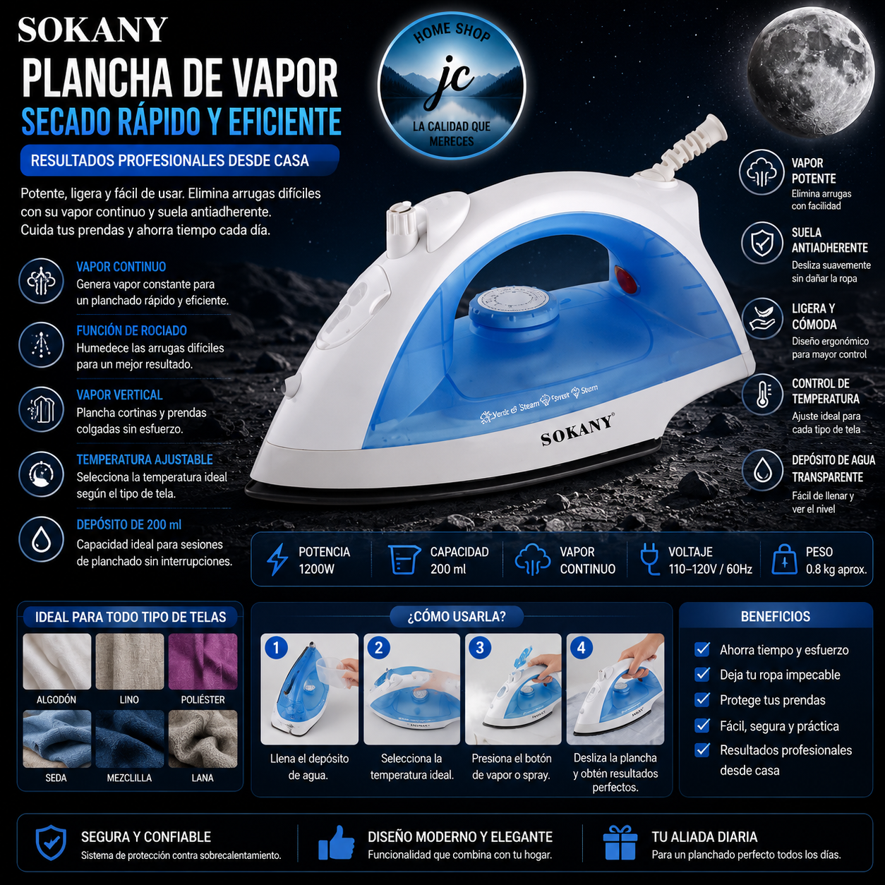 PLANCHA STEAM IRON VAPOR SOKANY ES198A