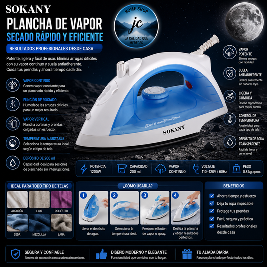 PLANCHA STEAM IRON VAPOR SOKANY ES198A