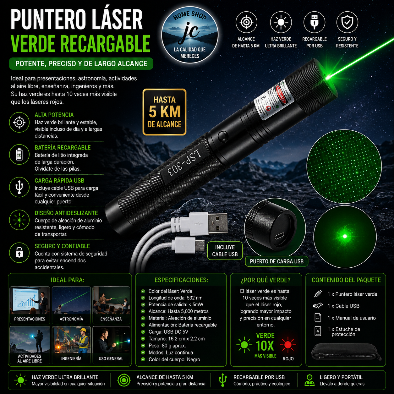 PUNTERO LASER RECARGABLE