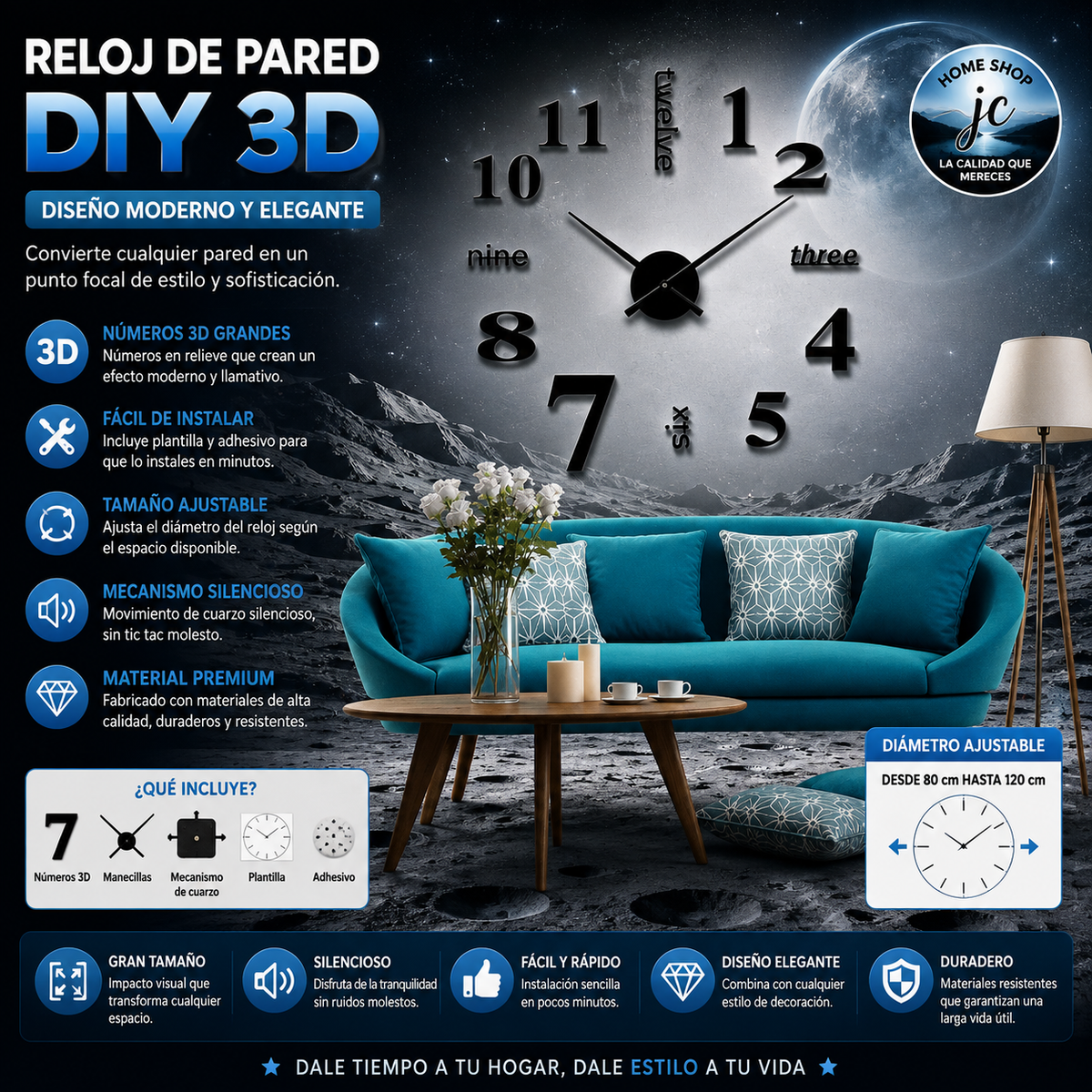 RELOJ DE PARED 3D